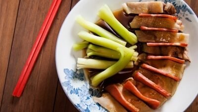 ayam rebus pakai ham dan kailan